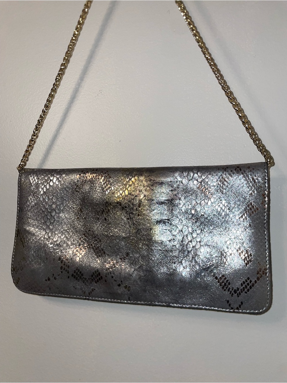 Vintage Inge Christopher Metallic Snakeskin Clutch